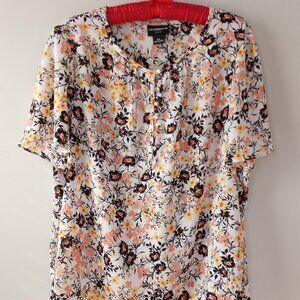 'LIZ CLAIBORNE CAREER PETITE' XLP Ditzy Floral flutter Sleeve Blouse NWOT